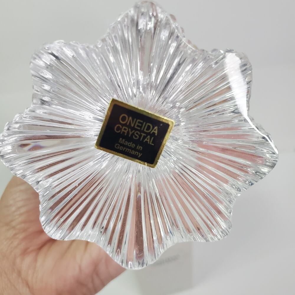 Vintage ONEIDA Crystal Celeste Bud Vase Germany 8” w/Box 1998 C092104 - Picture 8 of 9